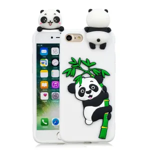 For iPhone 5/5S/SE/6/6S/6 Plus/6S Plus/7/8/7 Plus/8 Plus Phone Case 3D Cartoon Panda Bamboo Cellphone Back Shell Shockproof Smartphone Cover White