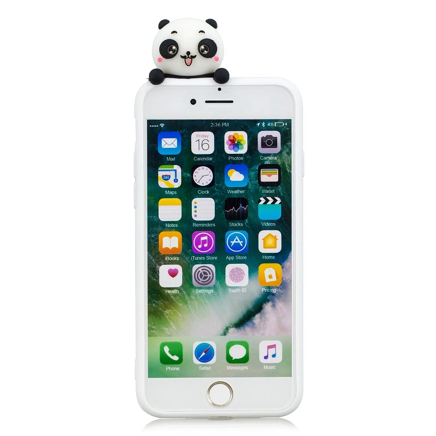 For iPhone 5/5S/SE/6/6S/6 Plus/6S Plus/7/8/7 Plus/8 Plus Phone Case 3D Cartoon Panda Bamboo Cellphone Back Shell Shockproof Smartphone Cover White
