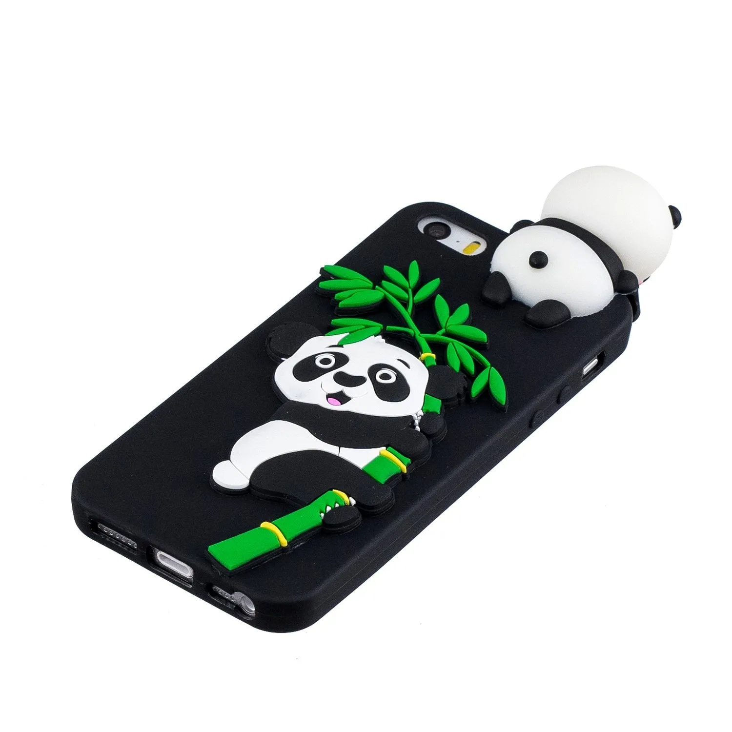 For iPhone 5/5S/SE/6/6S/6 Plus/6S Plus/7/8/7 Plus/8 Plus Phone Case 3D Cartoon Panda Bamboo Cellphone Back Shell Shockproof Smartphone Cover White