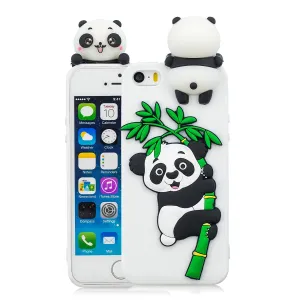 For iPhone 5/5S/SE/6/6S/6 Plus/6S Plus/7/8/7 Plus/8 Plus Phone Case 3D Cartoon Panda Bamboo Cellphone Back Shell Shockproof Smartphone Cover White