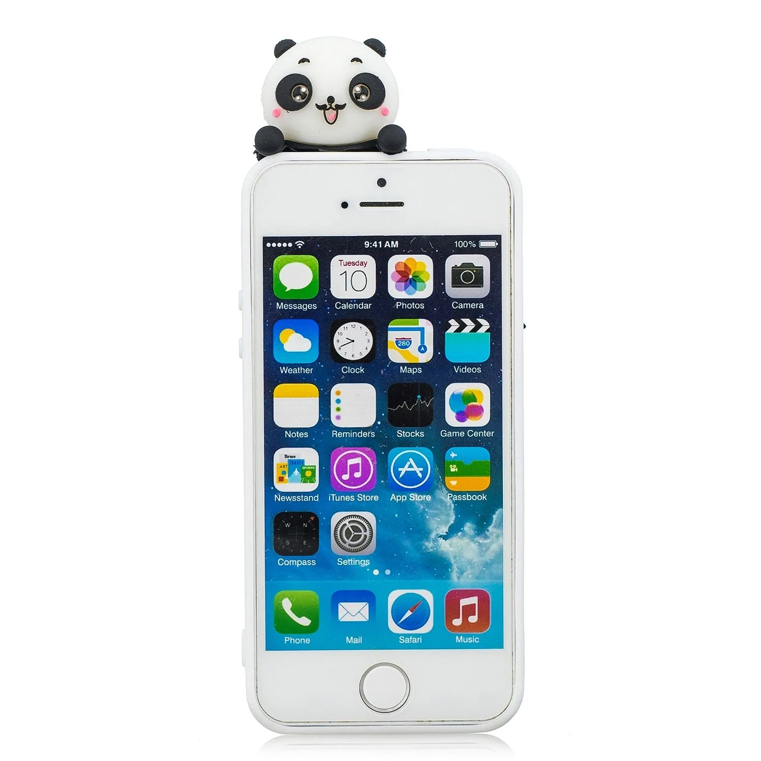 For iPhone 5/5S/SE/6/6S/6 Plus/6S Plus/7/8/7 Plus/8 Plus Phone Case 3D Cartoon Panda Bamboo Cellphone Back Shell Shockproof Smartphone Cover White
