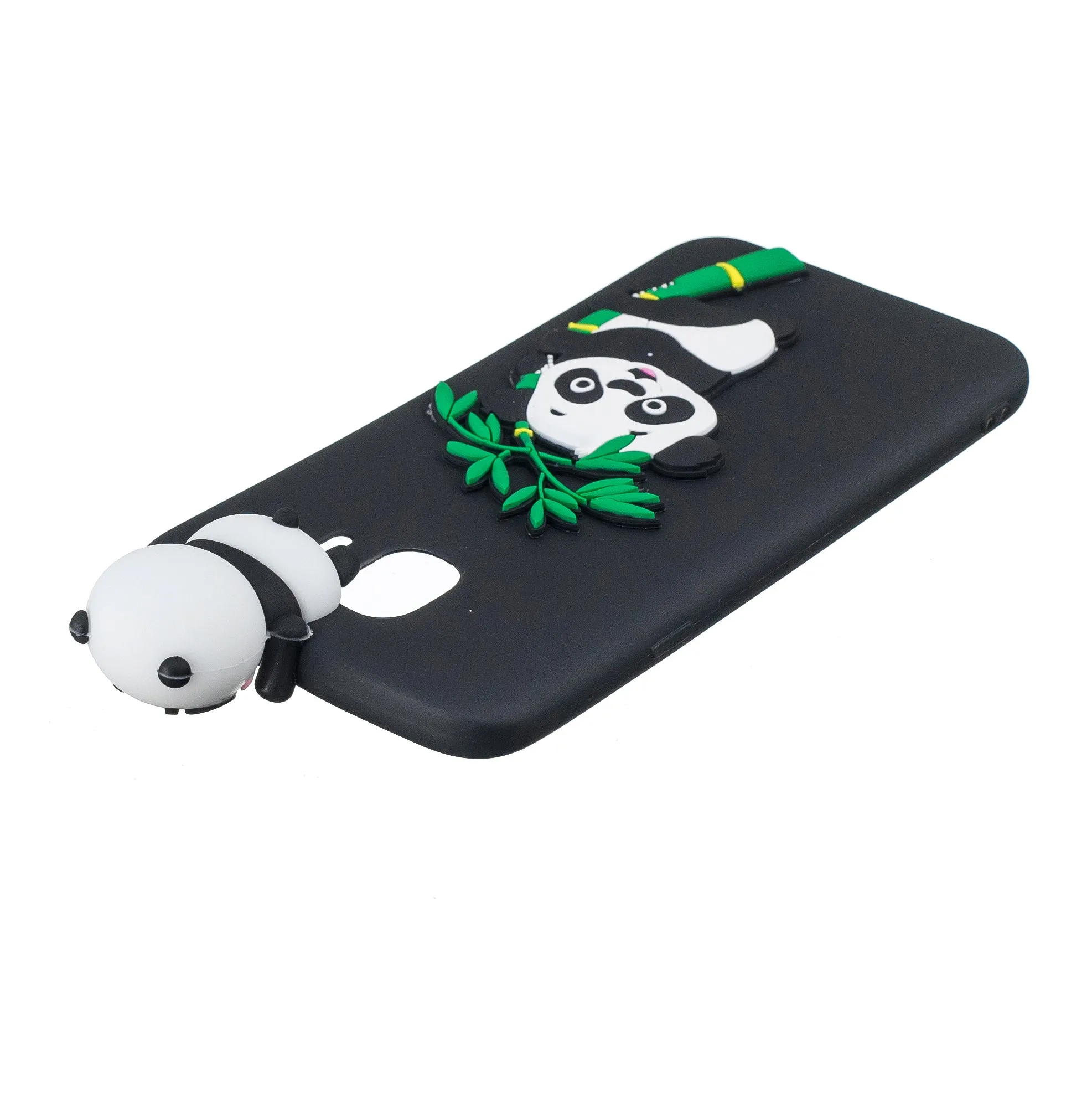 For Samsung J4 2018/J4 Plus Phone Case 3D Cartoon Panda Bamboo Cellphone Back Shell Shockproof Smartphone Cover Black
