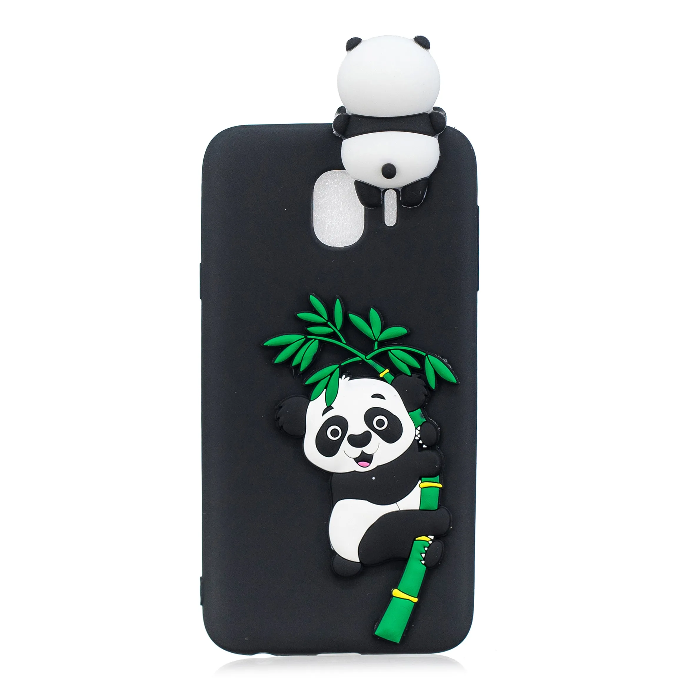 For Samsung J4 2018/J4 Plus Phone Case 3D Cartoon Panda Bamboo Cellphone Back Shell Shockproof Smartphone Cover Black