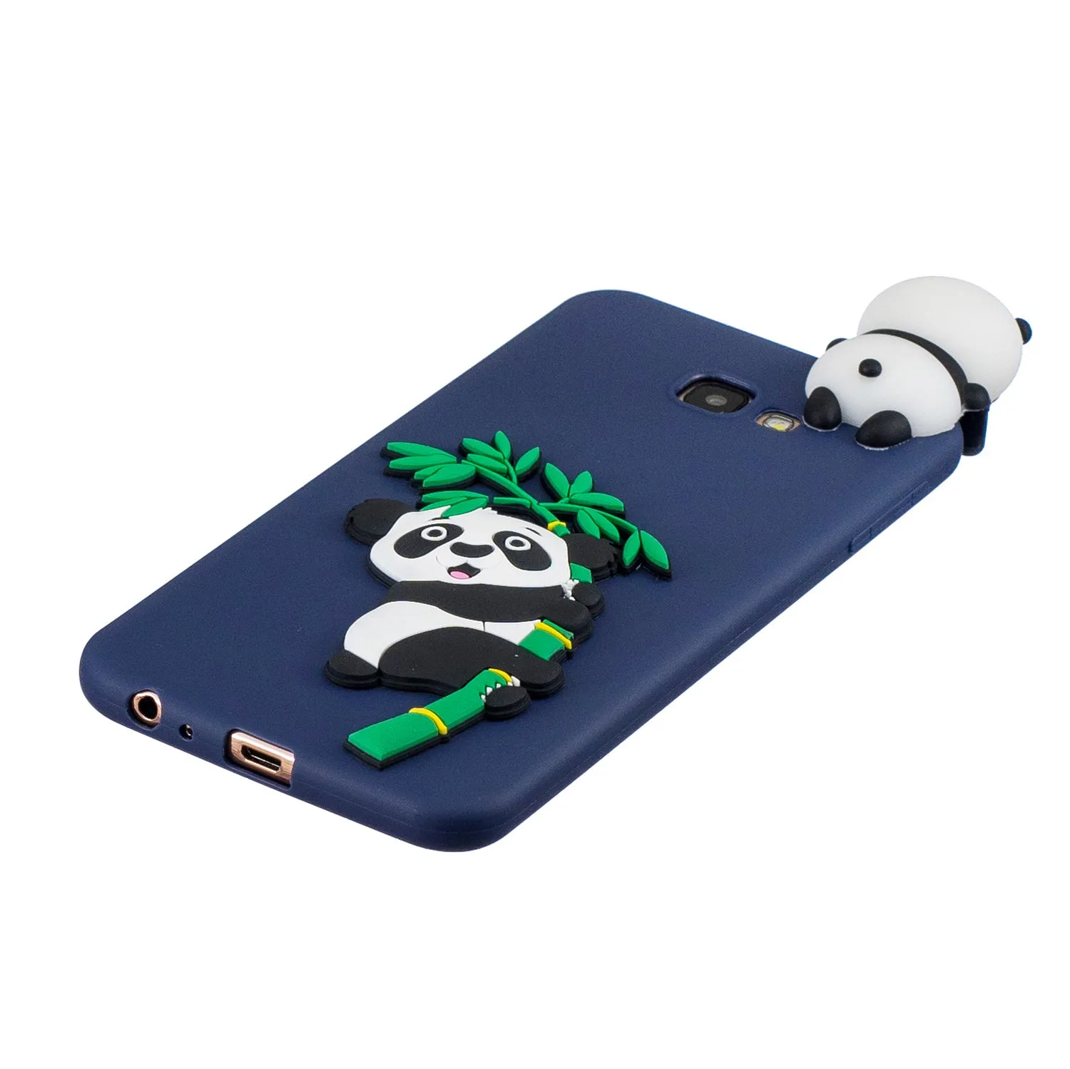 For Samsung J4 2018/J4 Plus Phone Case 3D Cartoon Panda Bamboo Cellphone Back Shell Shockproof Smartphone Cover Royal Blue