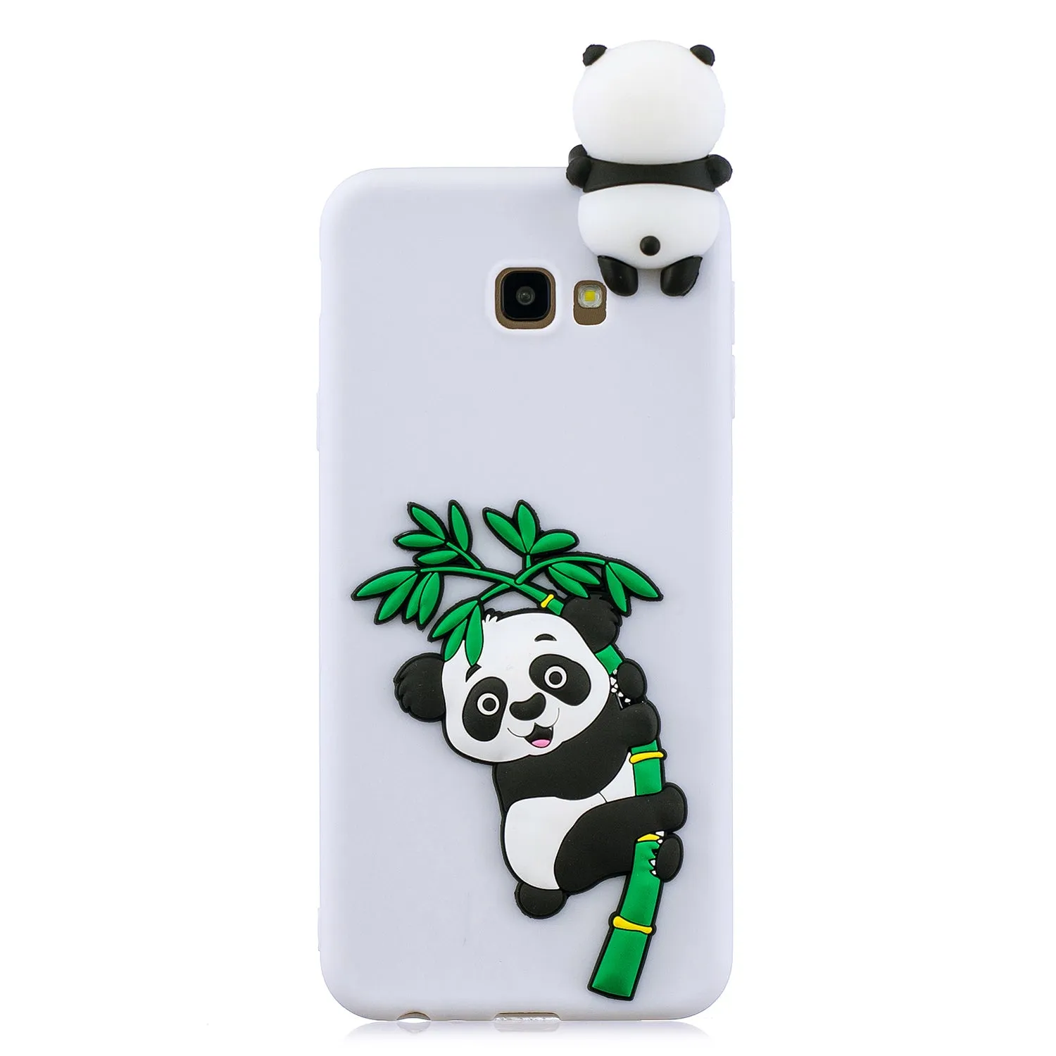 For Samsung J4 2018/J4 Plus Phone Case 3D Cartoon Panda Bamboo Cellphone Back Shell Shockproof Smartphone Cover White