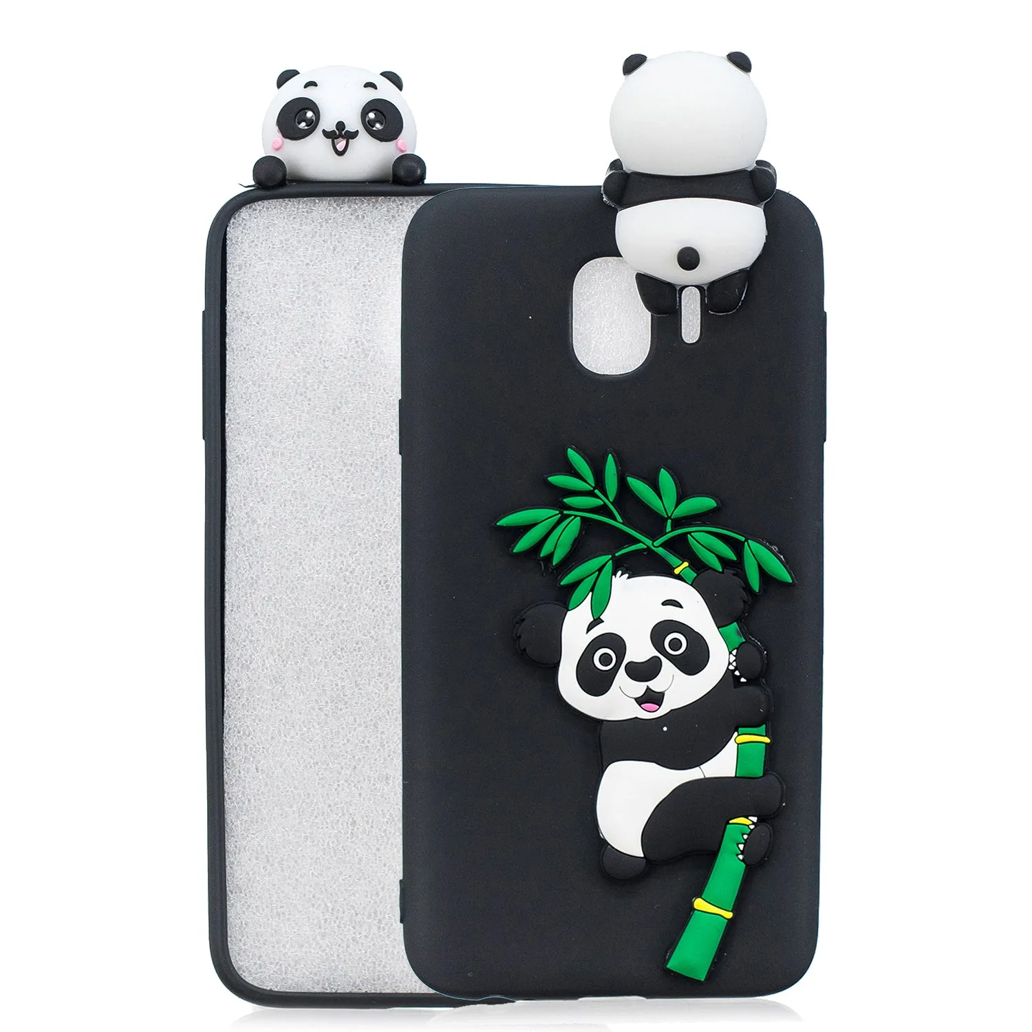 For Samsung J4 2018/J4 Plus Phone Case 3D Cartoon Panda Bamboo Cellphone Back Shell Shockproof Smartphone Cover White