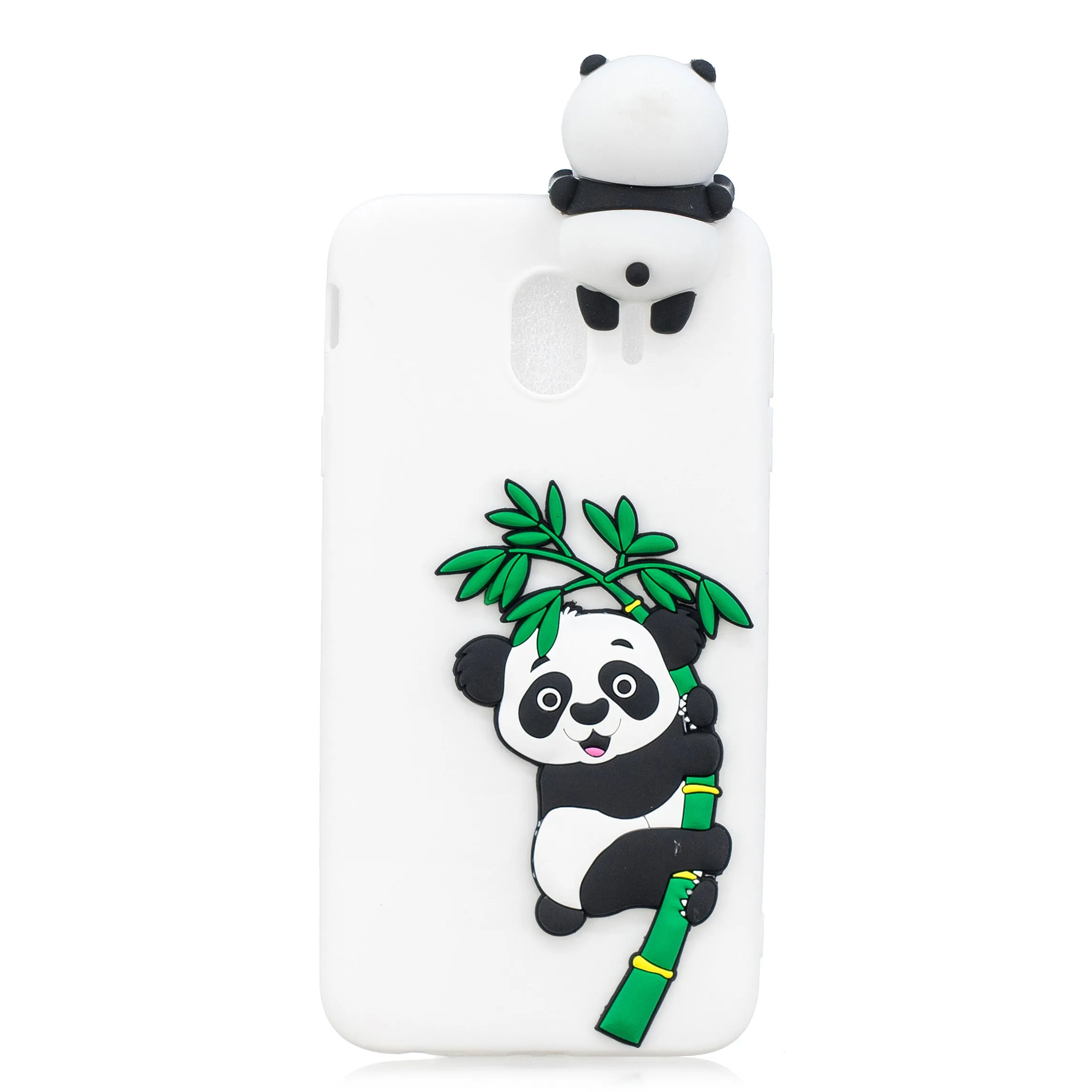For Samsung J4 2018/J4 Plus Phone Case 3D Cartoon Panda Bamboo Cellphone Back Shell Shockproof Smartphone Cover White