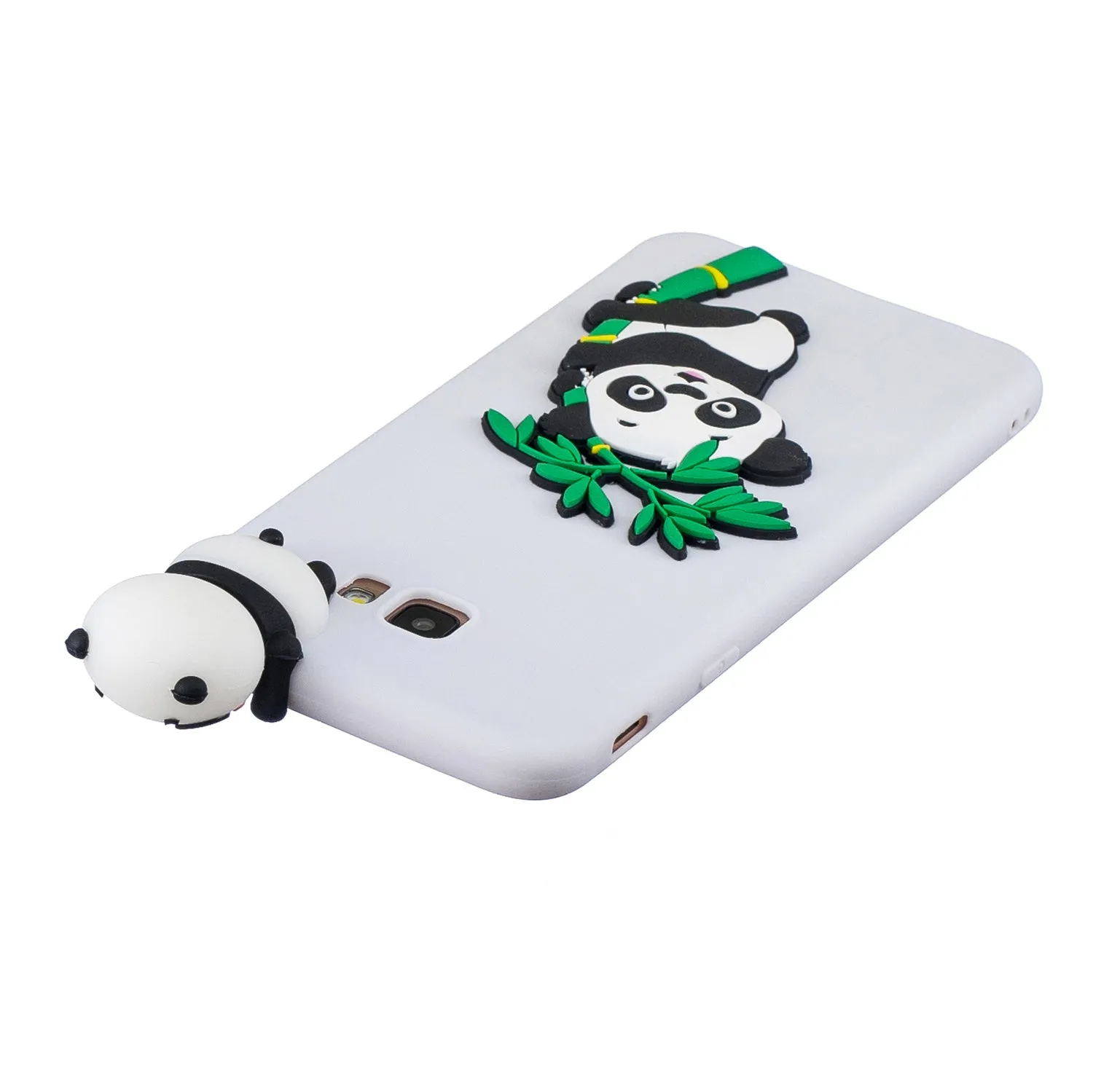 For Samsung J4 2018/J4 Plus Phone Case 3D Cartoon Panda Bamboo Cellphone Back Shell Shockproof Smartphone Cover White