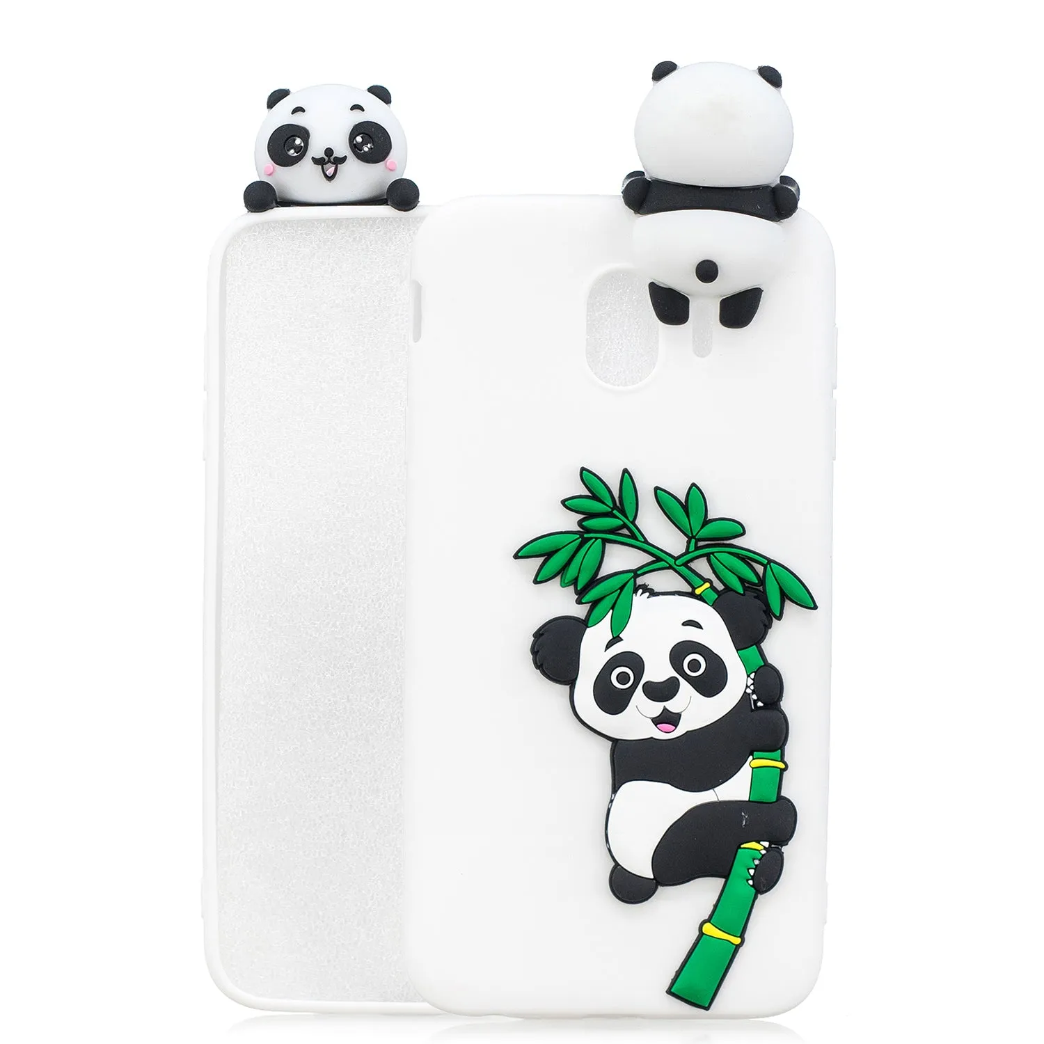 For Samsung J4 2018/J4 Plus Phone Case 3D Cartoon Panda Bamboo Cellphone Back Shell Shockproof Smartphone Cover White