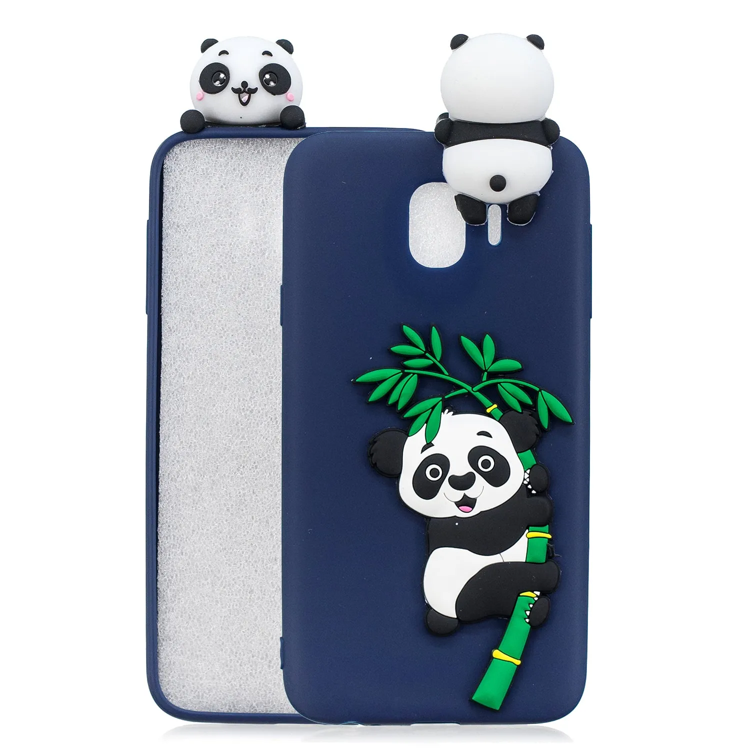 For Samsung J4 2018/J4 Plus Phone Case 3D Cartoon Panda Bamboo Cellphone Back Shell Shockproof Smartphone Cover White