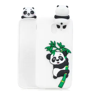 For Samsung J4 2018/J4 Plus Phone Case 3D Cartoon Panda Bamboo Cellphone Back Shell Shockproof Smartphone Cover White