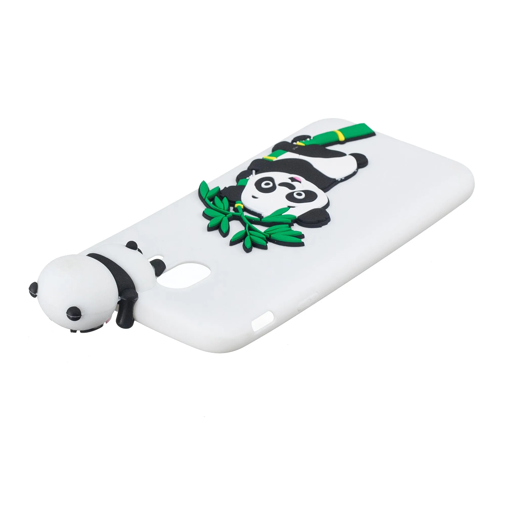 For Samsung J4 2018/J4 Plus Phone Case 3D Cartoon Panda Bamboo Cellphone Back Shell Shockproof Smartphone Cover White