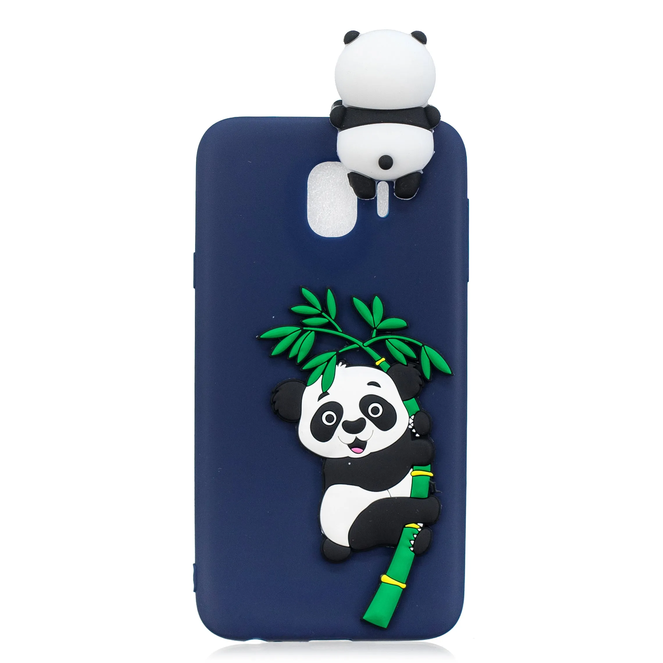 For Samsung J4 2018/J4 Plus Phone Case 3D Cartoon Panda Bamboo Cellphone Back Shell Shockproof Smartphone Cover White