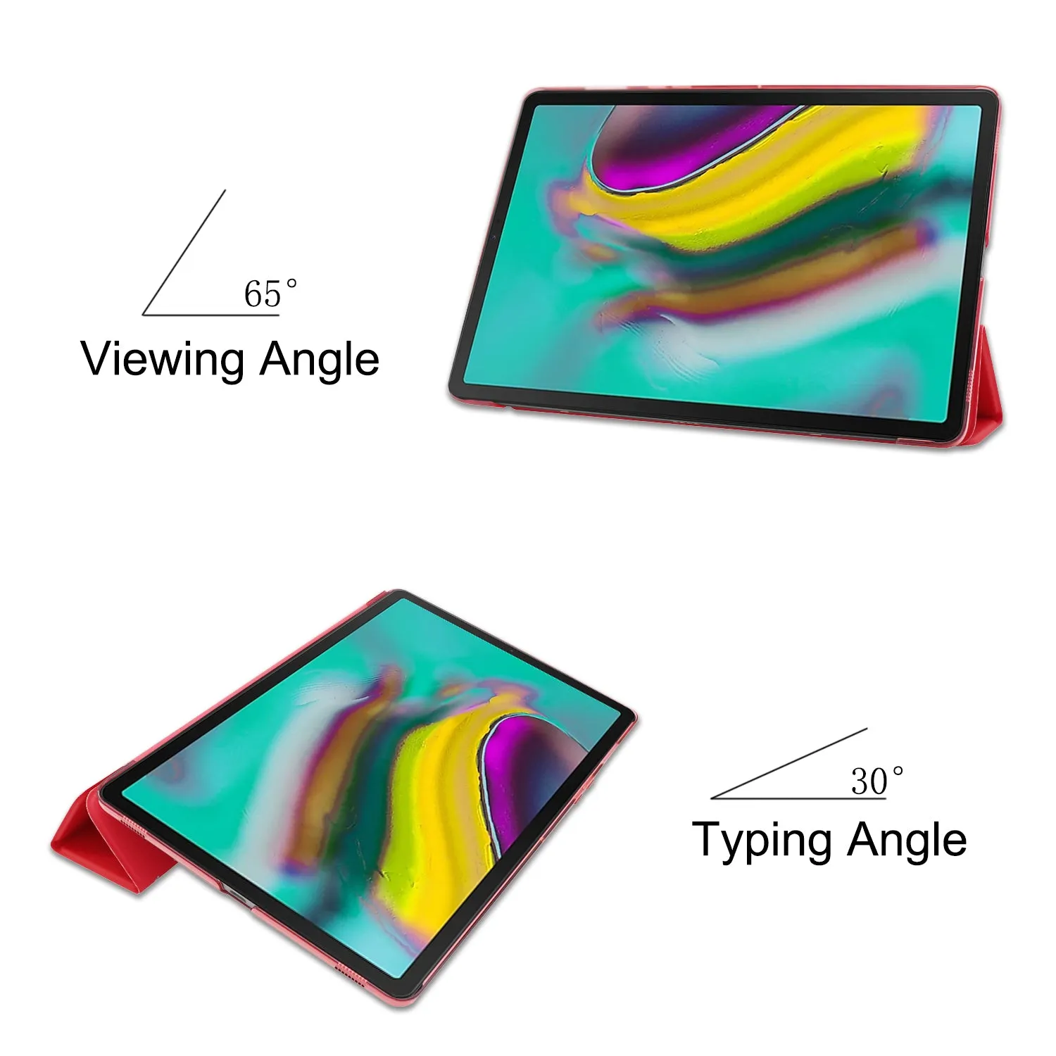 For Samsung Tab S5E 10.5 T720 Ultra-thin PU Leather Bracket Tri-fold Protective Case with Sleep Function black