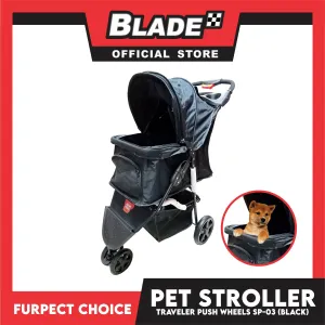 Furfect Choice Foldable 4-Wheeled Travel Stroller For Dog And Cat Accessories BL04 (Black) 102 x 70 x 50cm