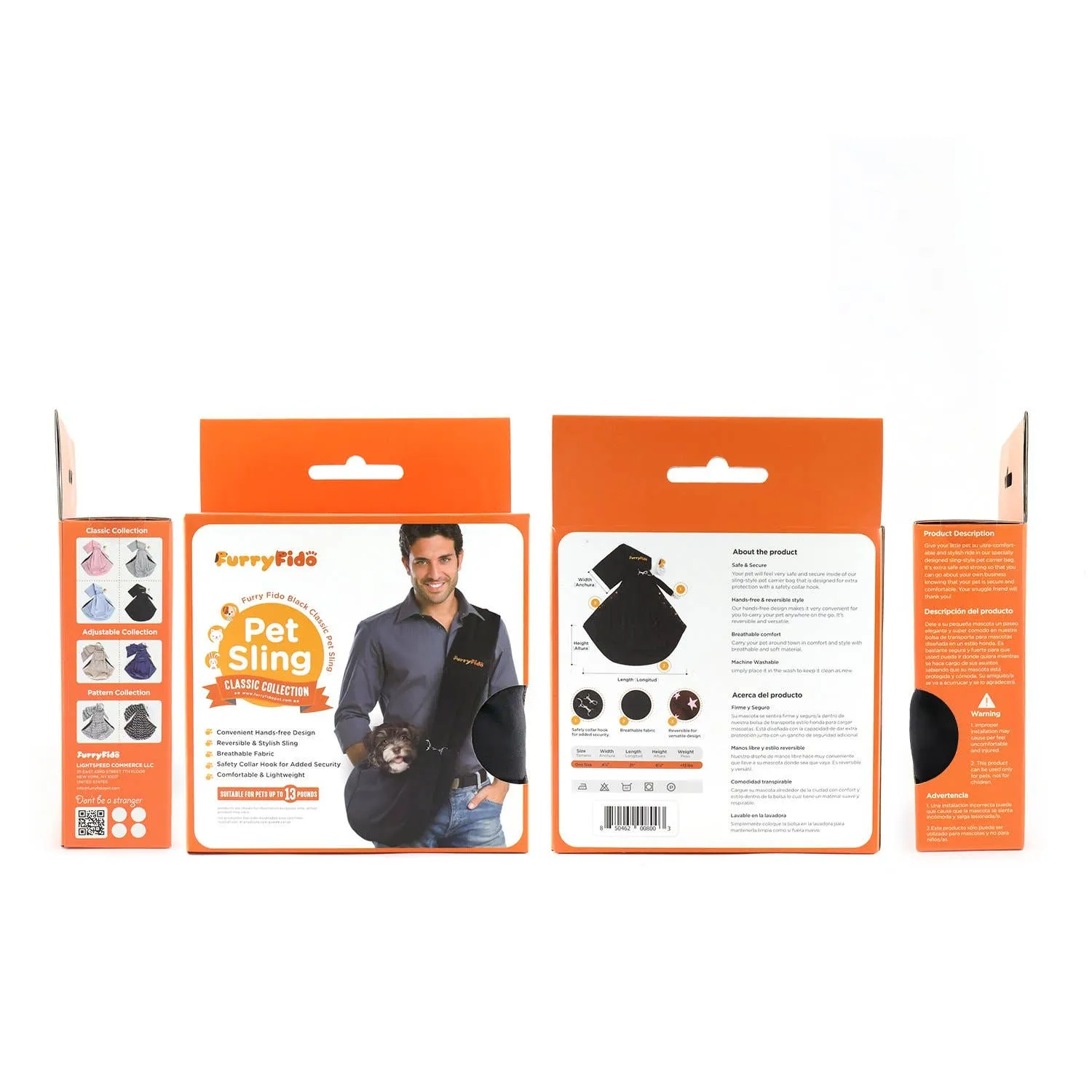 Furry Fido Pet Supplies - Furry Fido Classic Pet Sling - Black