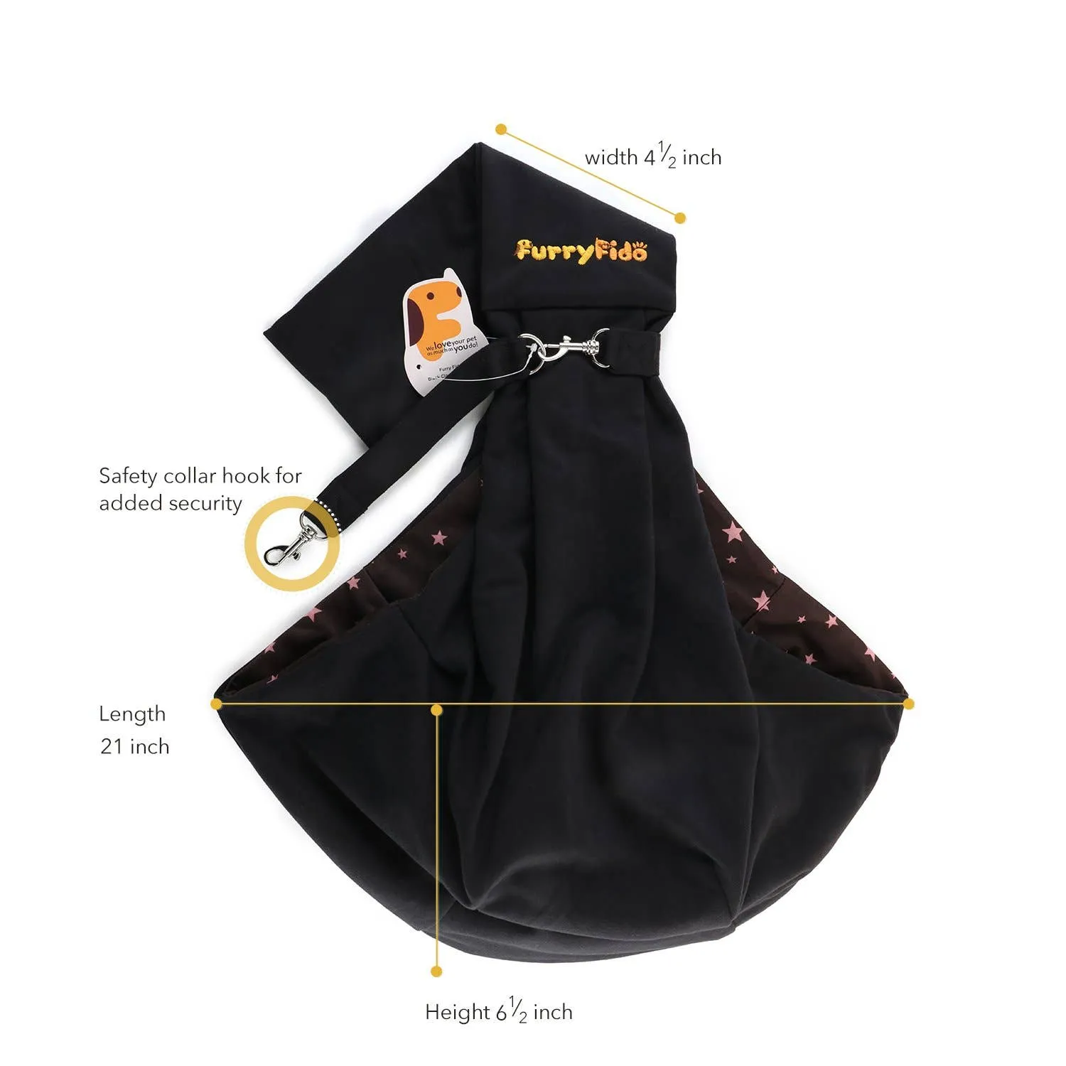 Furry Fido Pet Supplies - Furry Fido Classic Pet Sling - Black