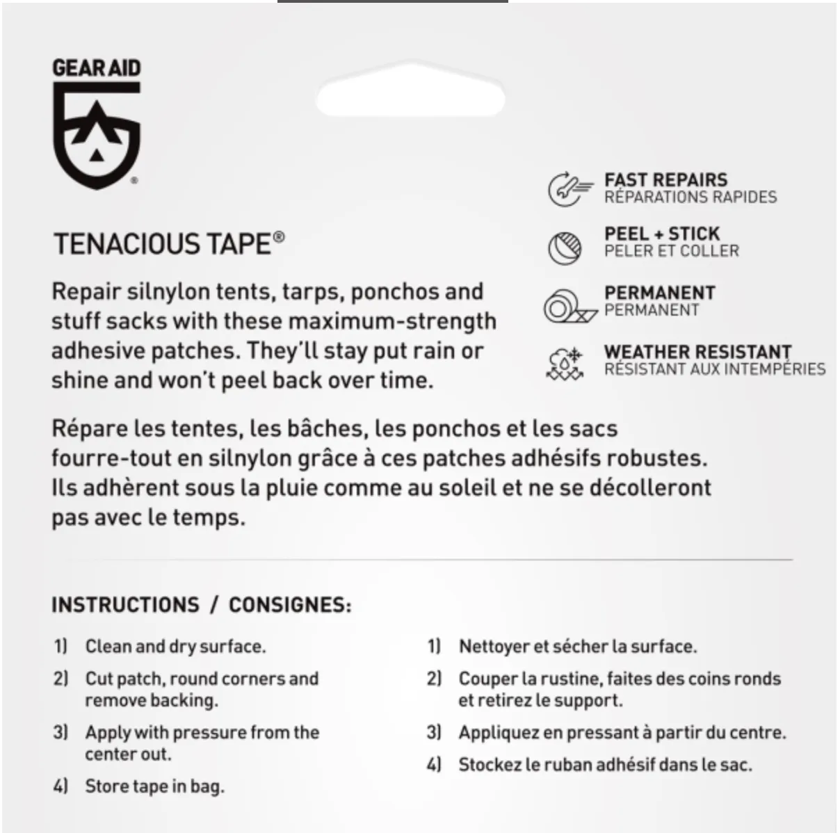 Gear Aid Tenacious Tape Silnylon Patches 7.6x12cm
