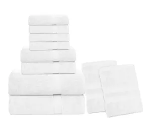 GOLD TEXTILES Luxury 10 Piece Towel Set, (Bath Towel 27x54, Hand Towel 16x30, Washcloth 13x13, Bath Mat 22x34) Ultra-Plush Absorbent Cotton Towels for Bathroom (Black, 10 Piece Towel Set)