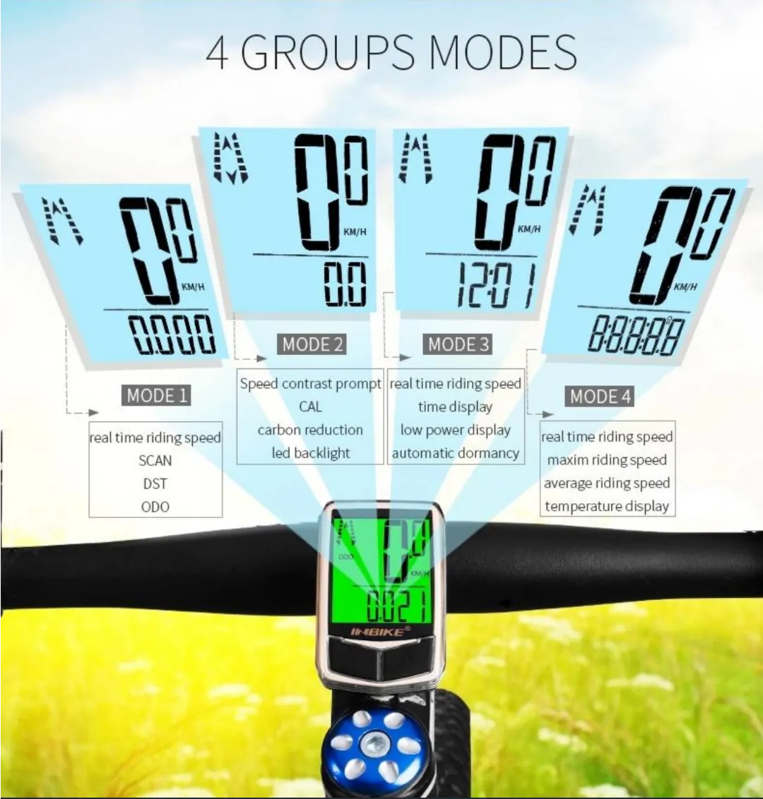 Gold Wired MTB Digital Speedometer Odometer Computer