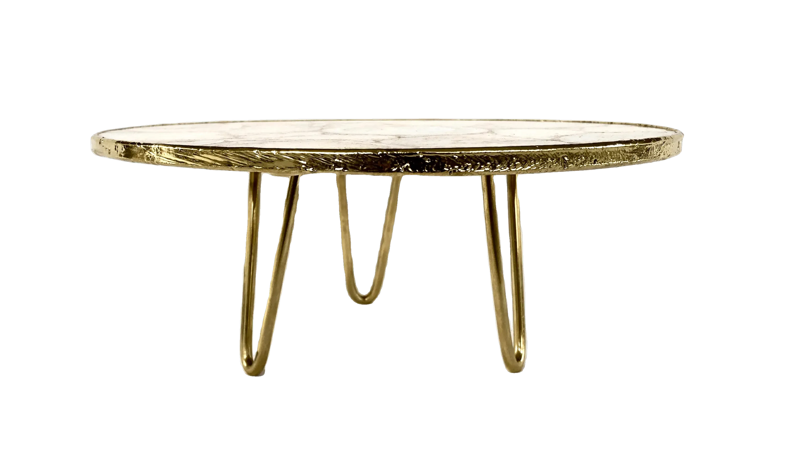 Golden Brown Agate Cake Stand with Brass Legs