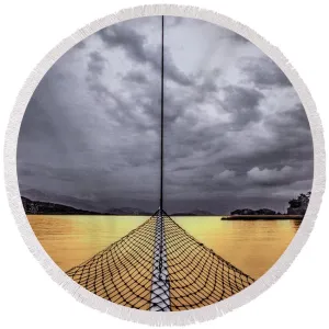 Golden Sail - Round Beach Towel