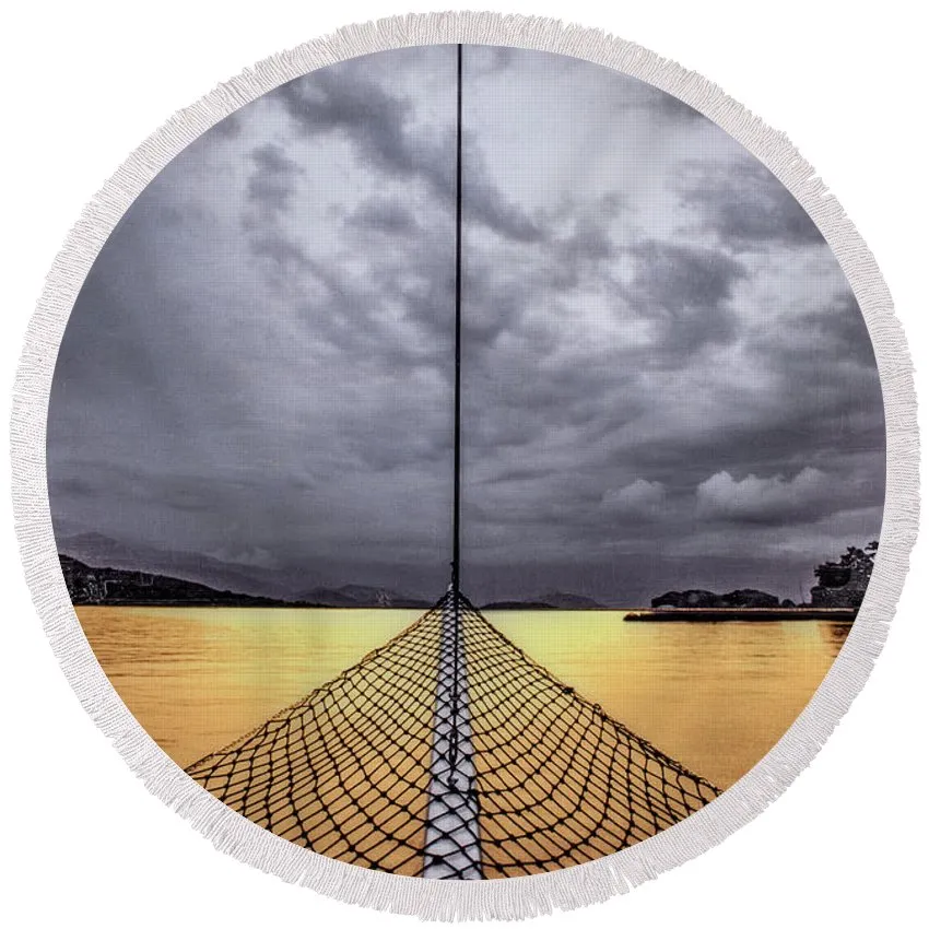 Golden Sail - Round Beach Towel