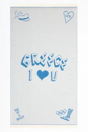 Greek Lover Bright Blue | Feather Beach Towel