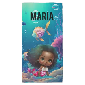 Hispanic Girl Mermaid Beach Towel - 35x70