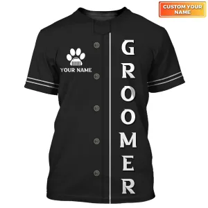 Holatshirt Paw Dog Groomer Dog Barber Black Pet Groomer Uniform 3D Tshirt 8