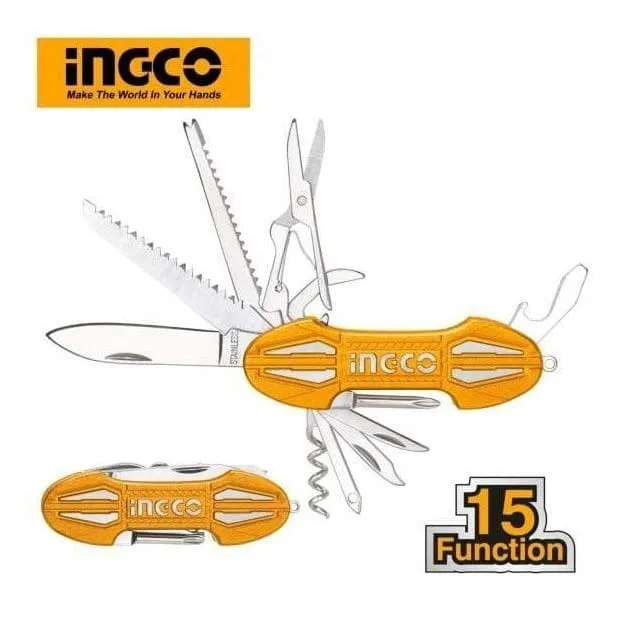 Ingco Multi-Function Pocket Folding Knife with 15 Tools – HMFK8158