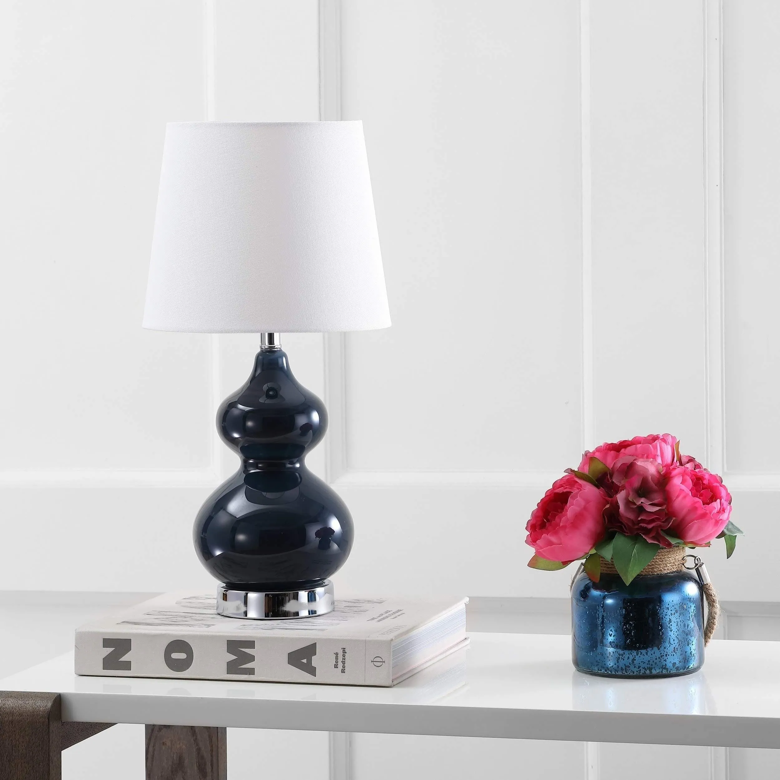 Kids Lighting 18.75-inch Eva Navy Double Mini Table Lamp Blue Modern