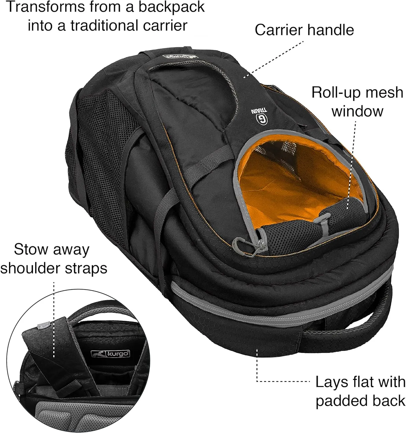 Kurgo G-Train Dog Carrier Pack-Black