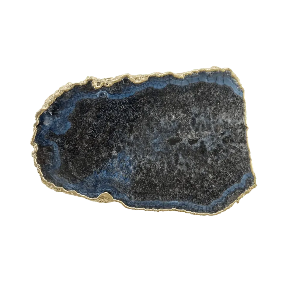 Large Black and Blue Agate Cheese Platter Tray