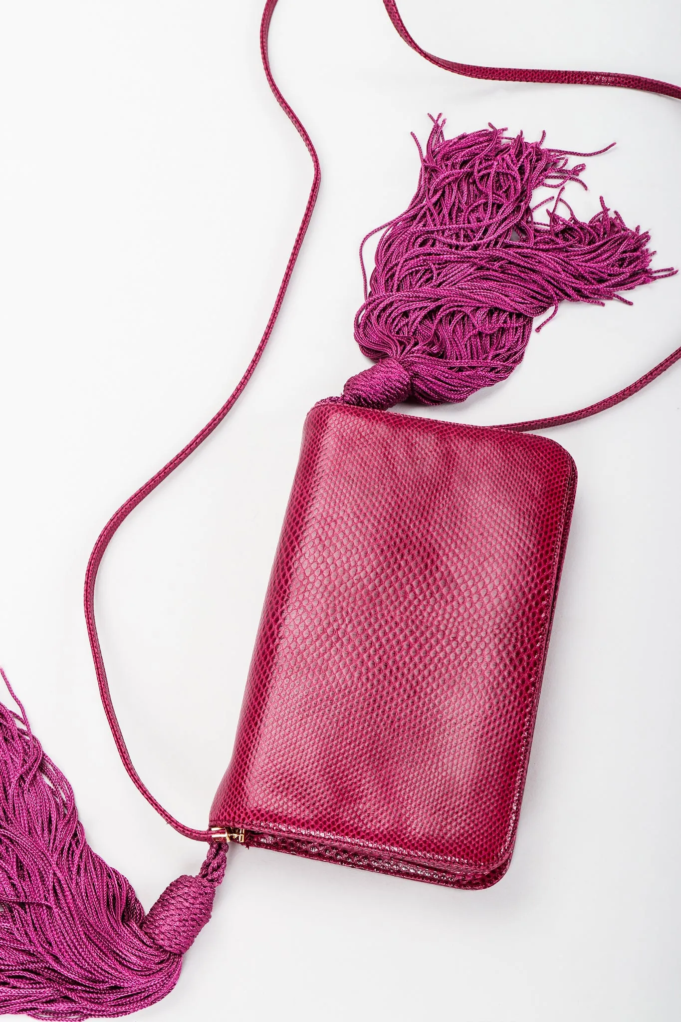 Lizard Double Tassel Clutch