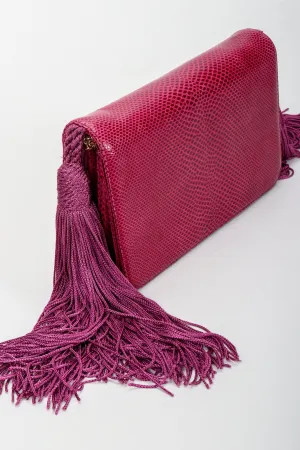 Lizard Double Tassel Clutch