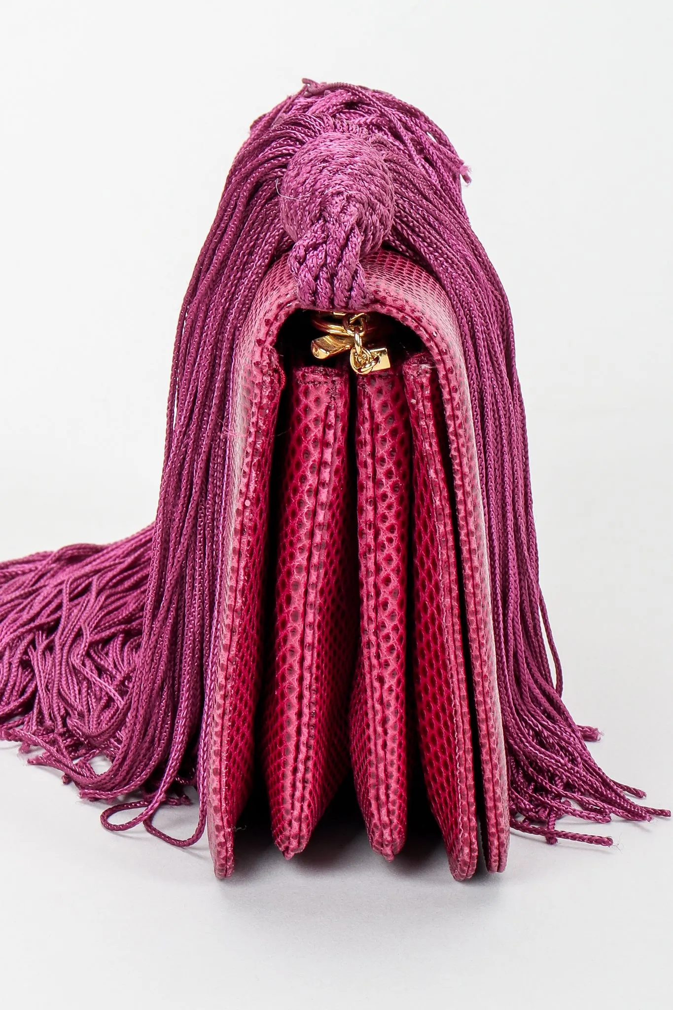 Lizard Double Tassel Clutch