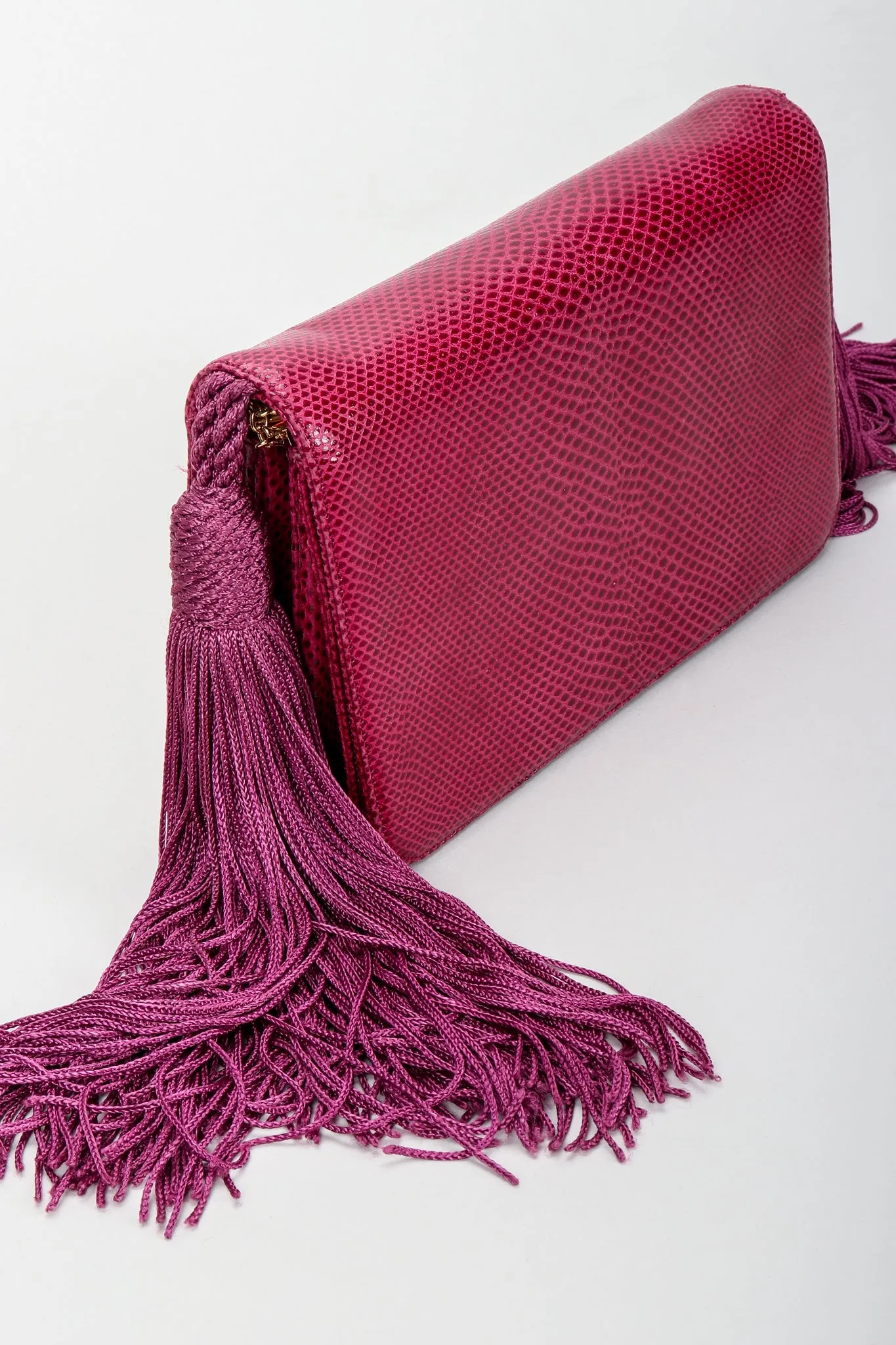 Lizard Double Tassel Clutch