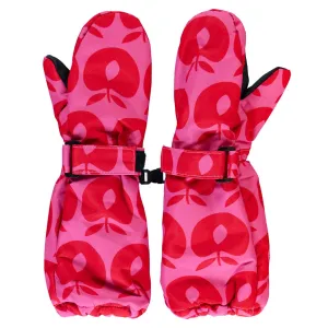 Long Mittens With Apples Pink
