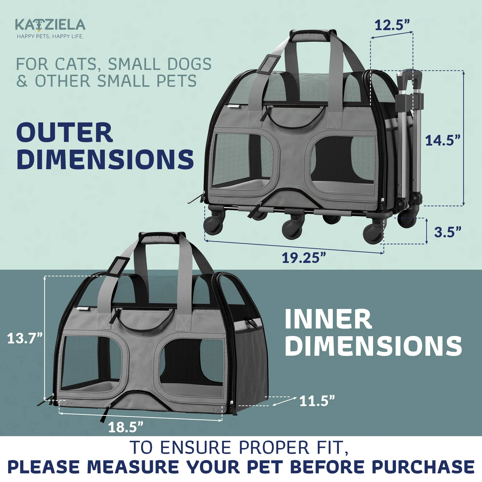 Luxury Rider Pet Carrier with Removable Wheels