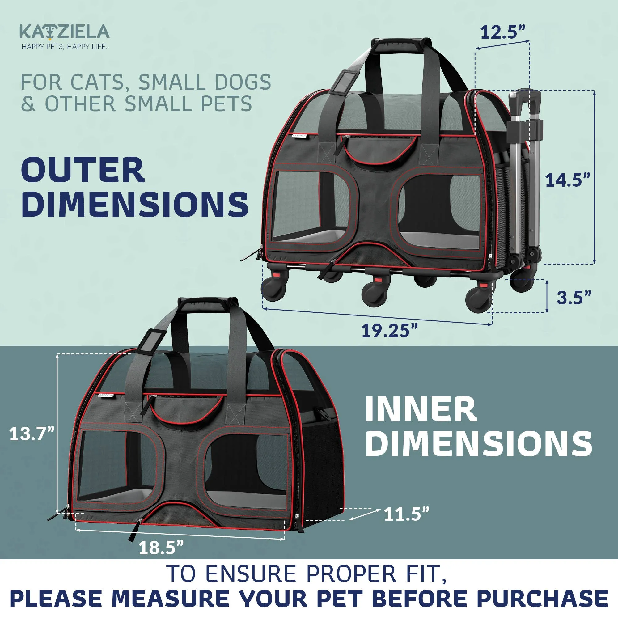 Luxury Rider Pet Carrier with Removable Wheels