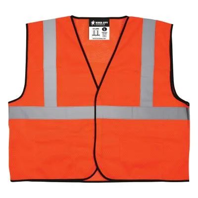 MCR Safety Safety Vests, Large, Fluorescent Orange, VCL2MOL