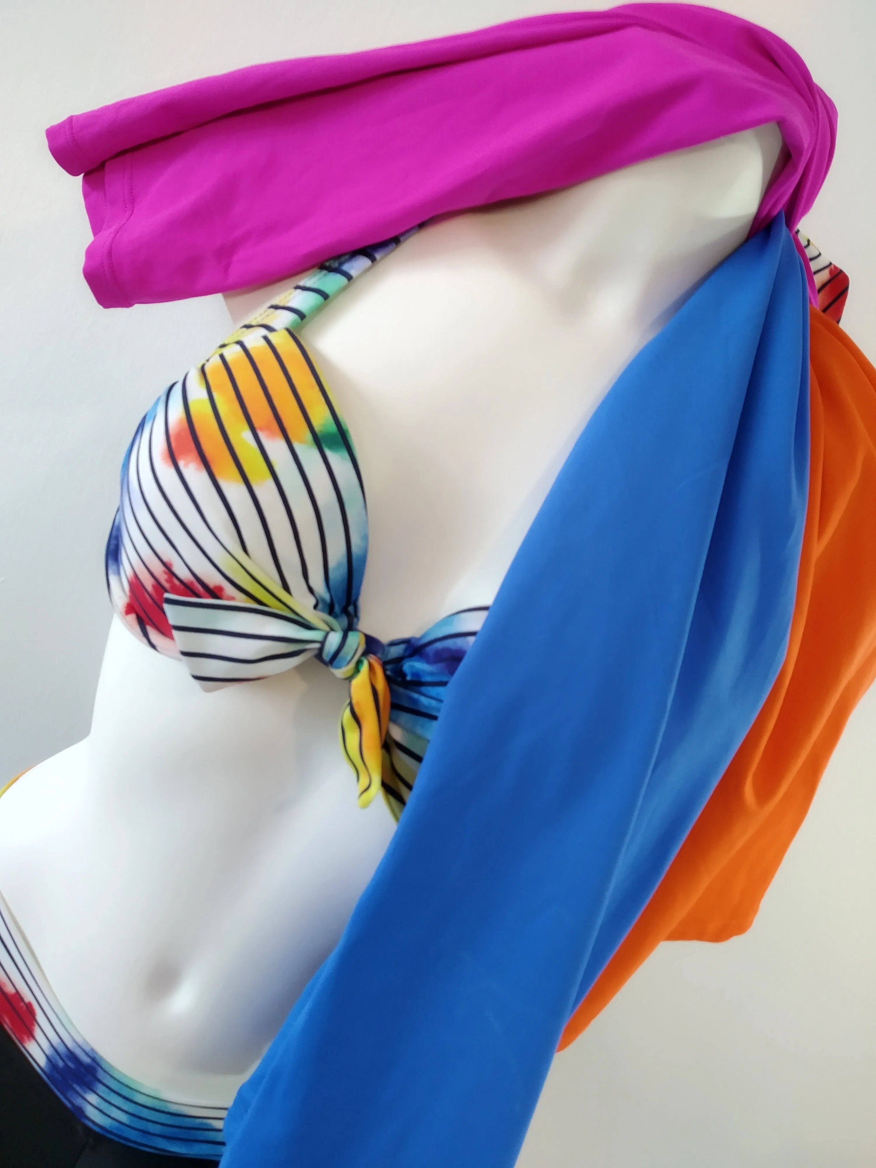 Multi Stripes cuffed bikini shorty bottom