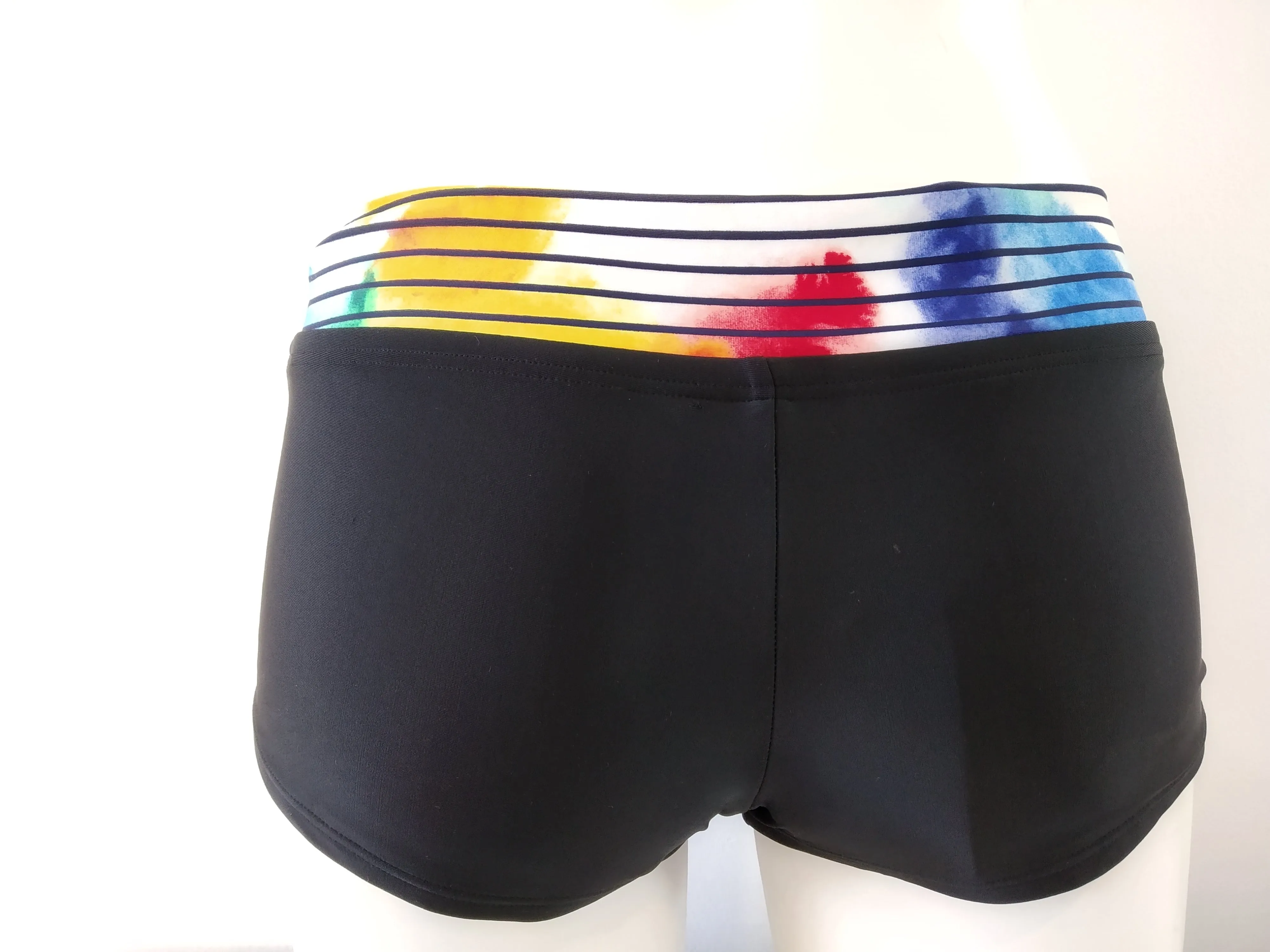 Multi Stripes cuffed bikini shorty bottom