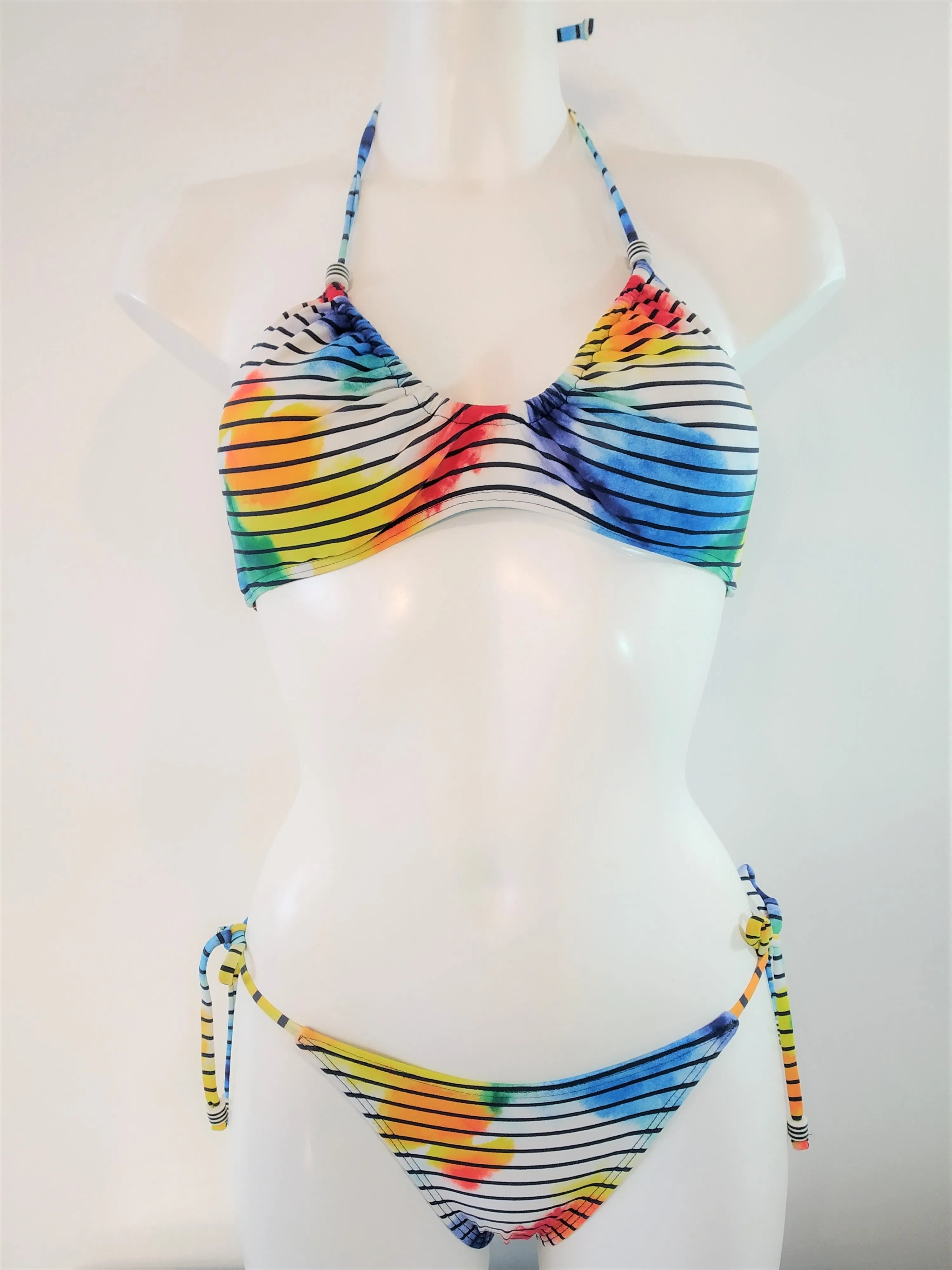 Multi Stripes tie sides bottom