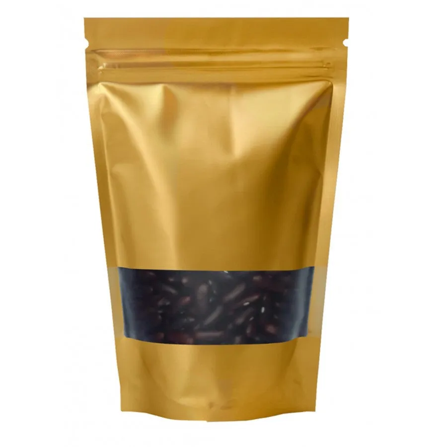 Mylar Bags - Window  - Stand Up Pouch (Black, White, Silver, Gold, Holographic)