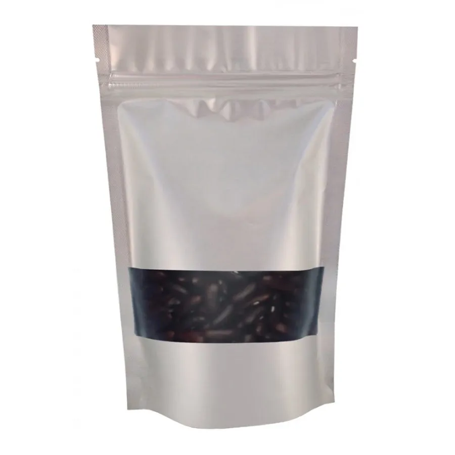 Mylar Bags - Window  - Stand Up Pouch (Black, White, Silver, Gold, Holographic)