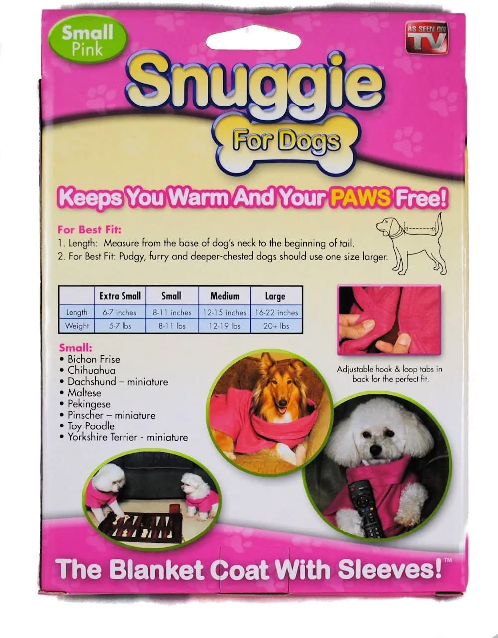 New As Seen On TV Snuggie for Dogs in Pink Sz Small
