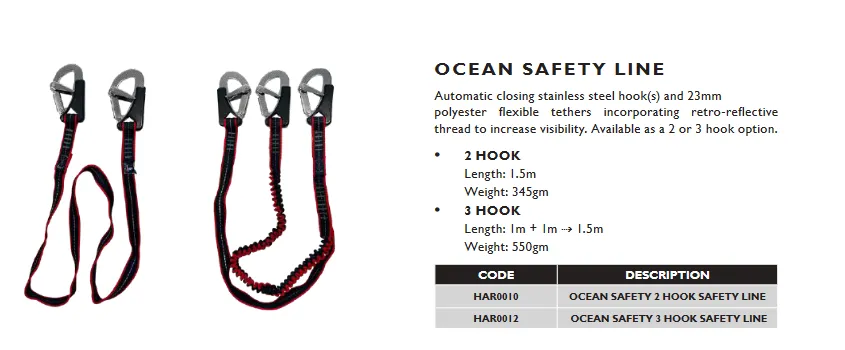 Ocean Safety 3 Hook Safety Line