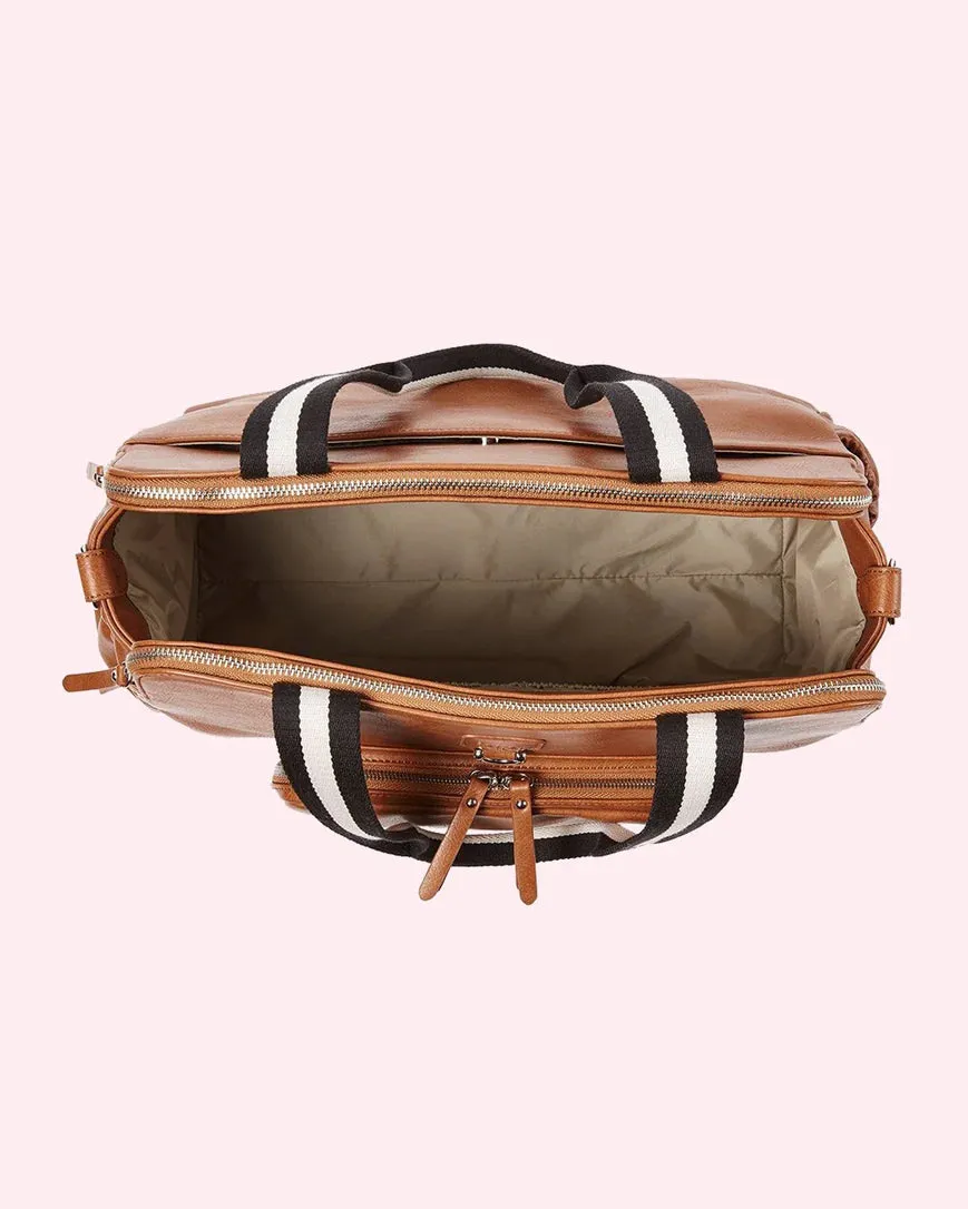 OiOi Faux Leather Triple Tote - Tan